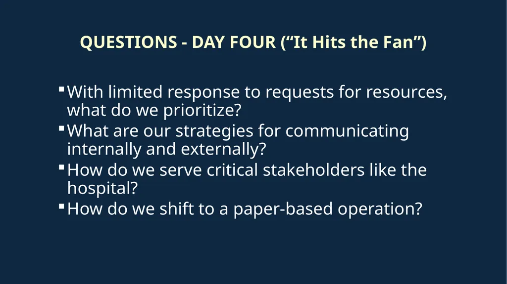 Critical Infrastructure Outage –Tabletop Exercise - slide 10 of 13