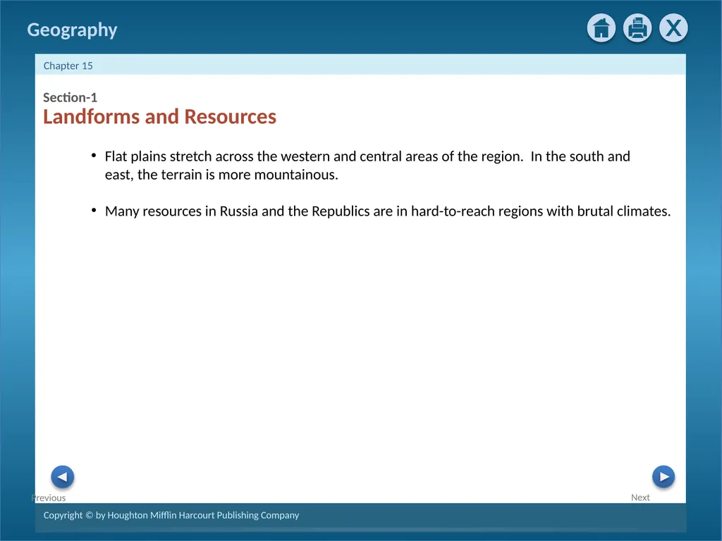 Physical Geography of Russia and the Republics: - slide 3 of 28