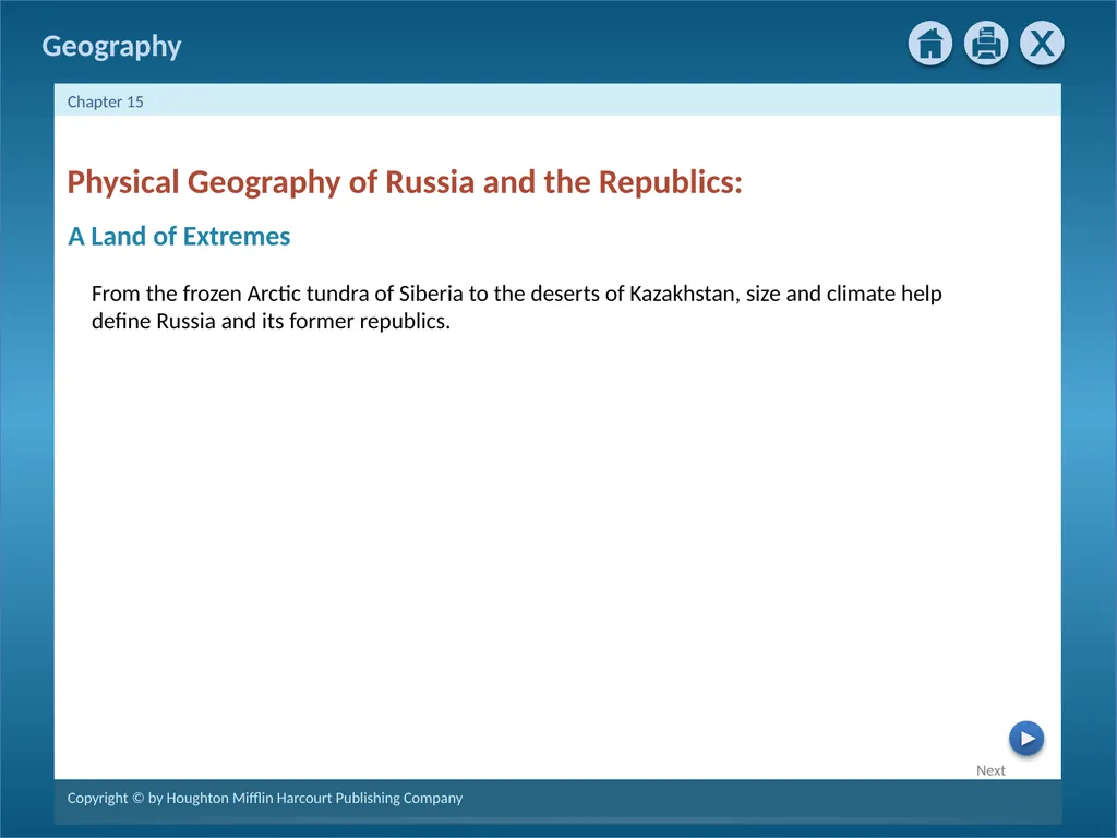Physical Geography of Russia and the Republics: - slide 1 of 28