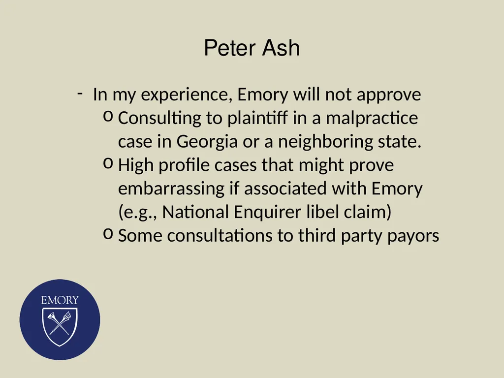 Consulting as Faculty Members: Securing and - slide 31 of 38