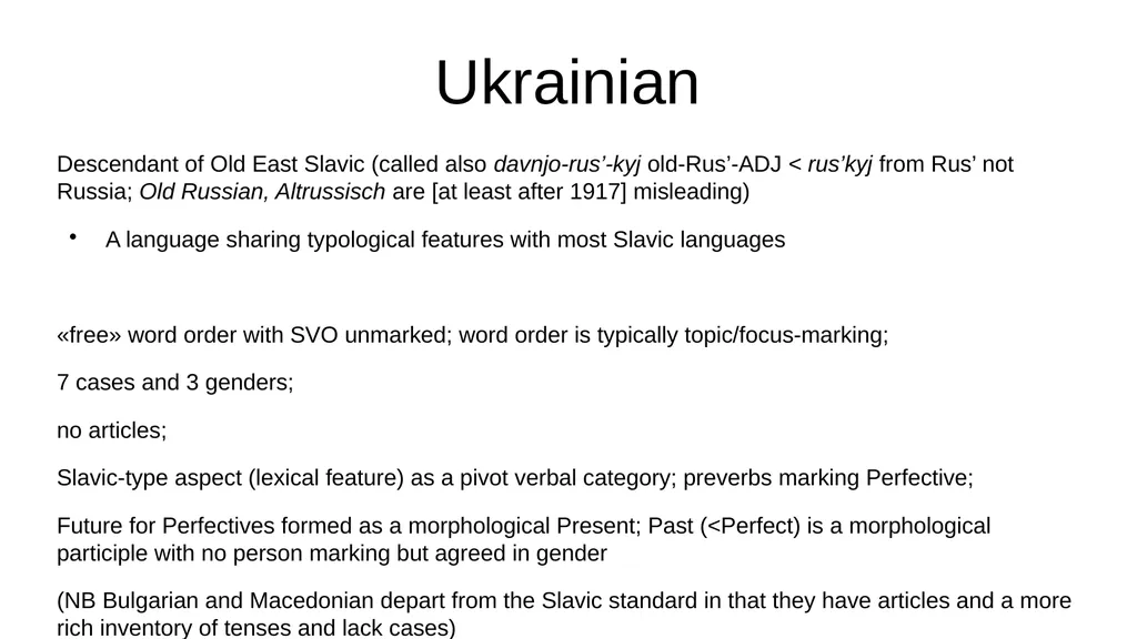 Ukrainian grammar against Slavic and typological - slide 3 of 53