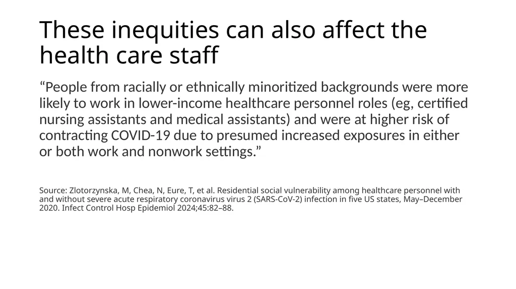 Health inequities in infection prevention and - slide 10 of 25