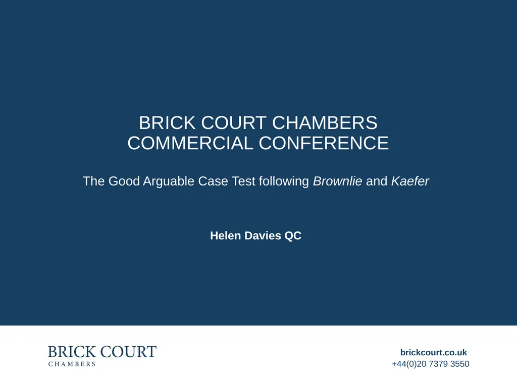 Brick Court Chambers commercial conference The