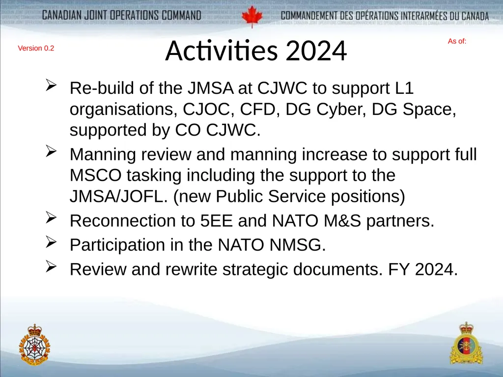 DND/CAF Modelling and Simulation Coordination - slide 4 of 6