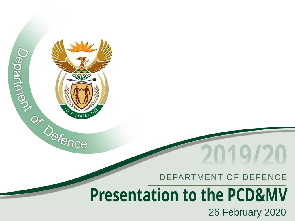 Presentation to the PCD&MV 26 February 2020 - slide 1 of 63