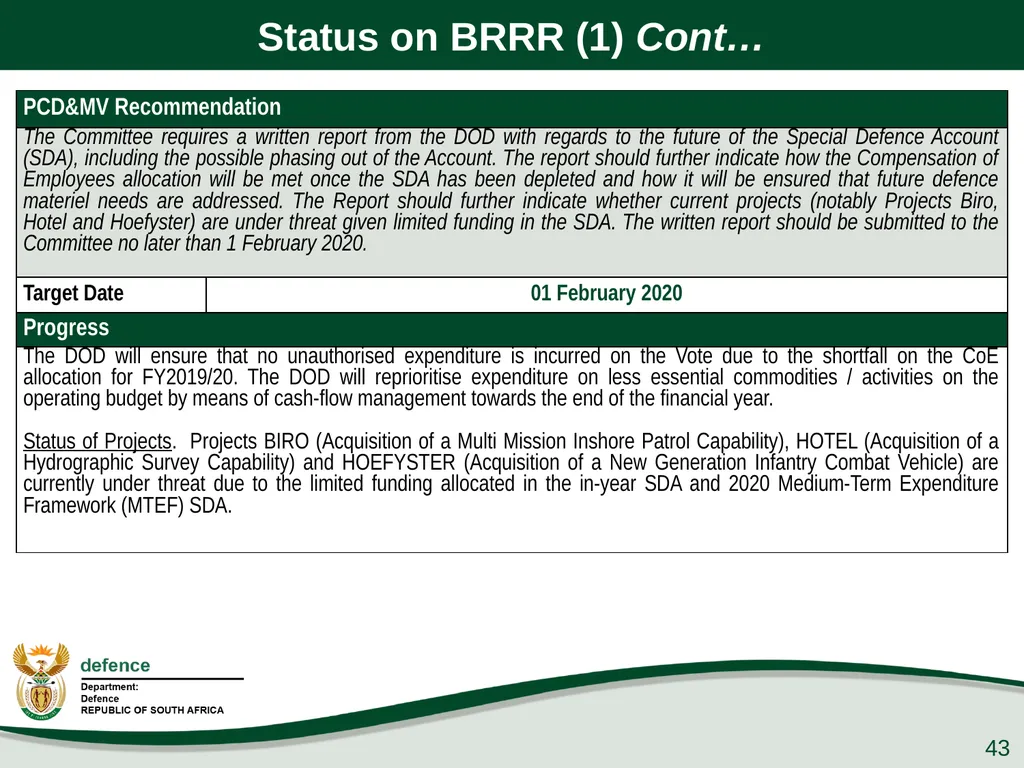 Presentation to the PCD&MV 26 February 2020 - slide 43 of 63