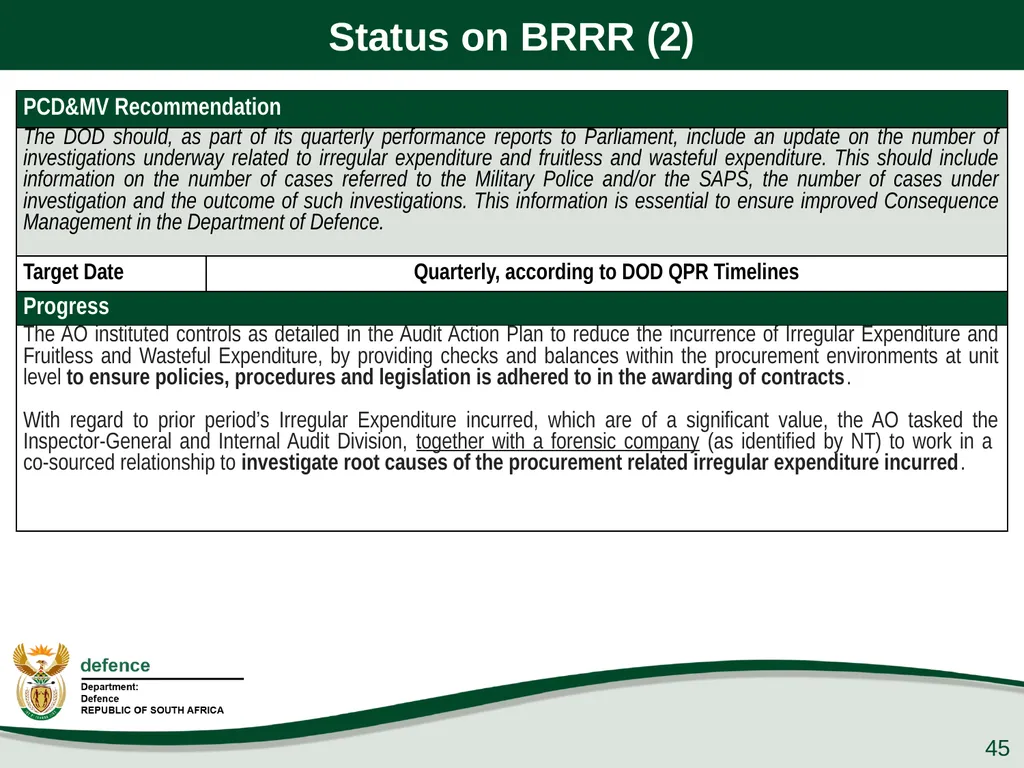 Presentation to the PCD&MV 26 February 2020 - slide 45 of 63