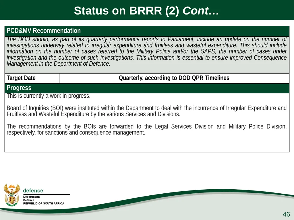 Presentation to the PCD&MV 26 February 2020 - slide 46 of 63