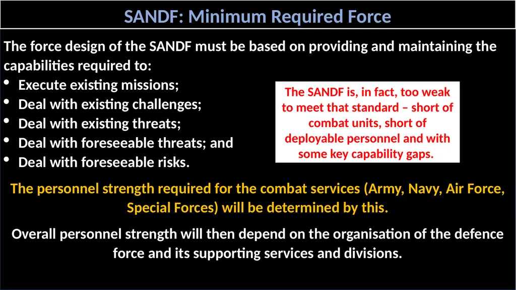 SANDF: Force Design Defence planning is simple in - slide 2 of 8