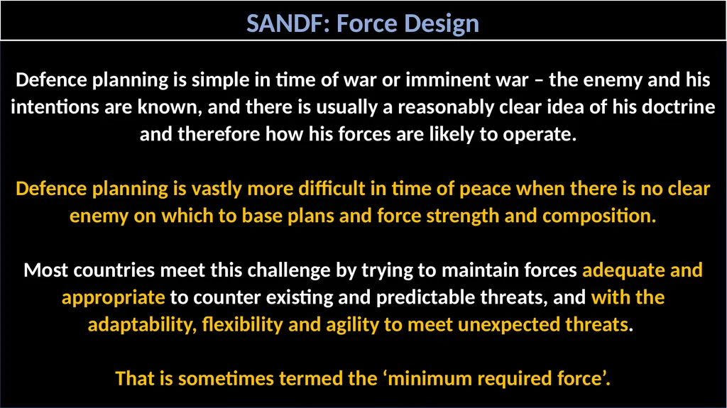 SANDF: Force Design Defence planning is simple in