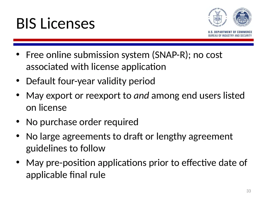 Implementation of Export Control Reform Note: This - slide 33 of 39