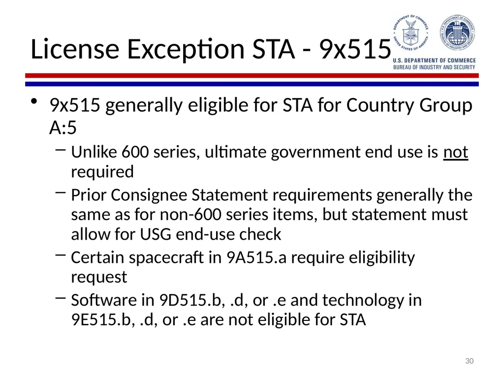 Implementation of Export Control Reform Note: This - slide 30 of 39