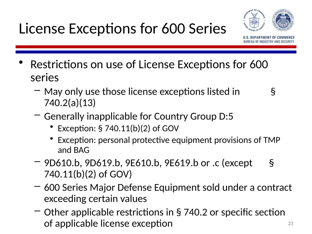 Implementation of Export Control Reform Note: This - slide 23 of 39