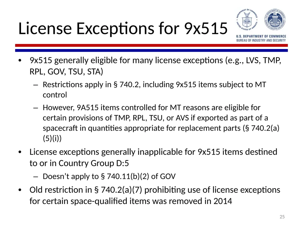 Implementation of Export Control Reform Note: This - slide 25 of 39