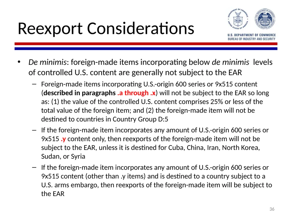 Implementation of Export Control Reform Note: This - slide 36 of 39