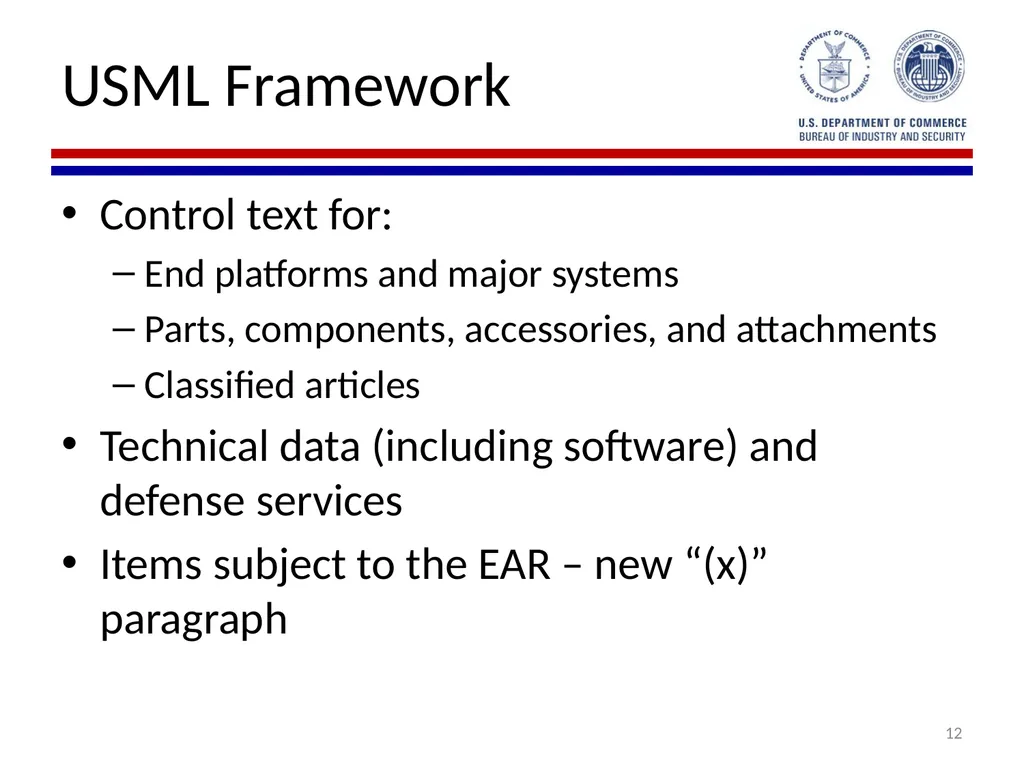 Implementation of Export Control Reform Note: This - slide 12 of 39