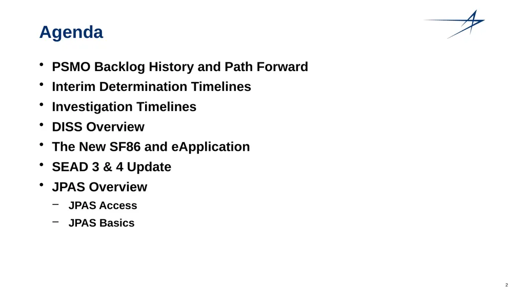 Clearance Processing Updates FISWG Wanda Walls - slide 2 of 59
