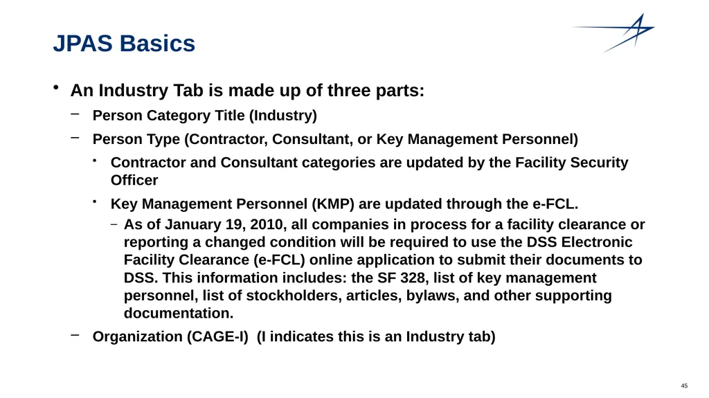 Clearance Processing Updates FISWG Wanda Walls - slide 45 of 59