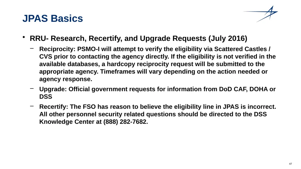 Clearance Processing Updates FISWG Wanda Walls - slide 47 of 59