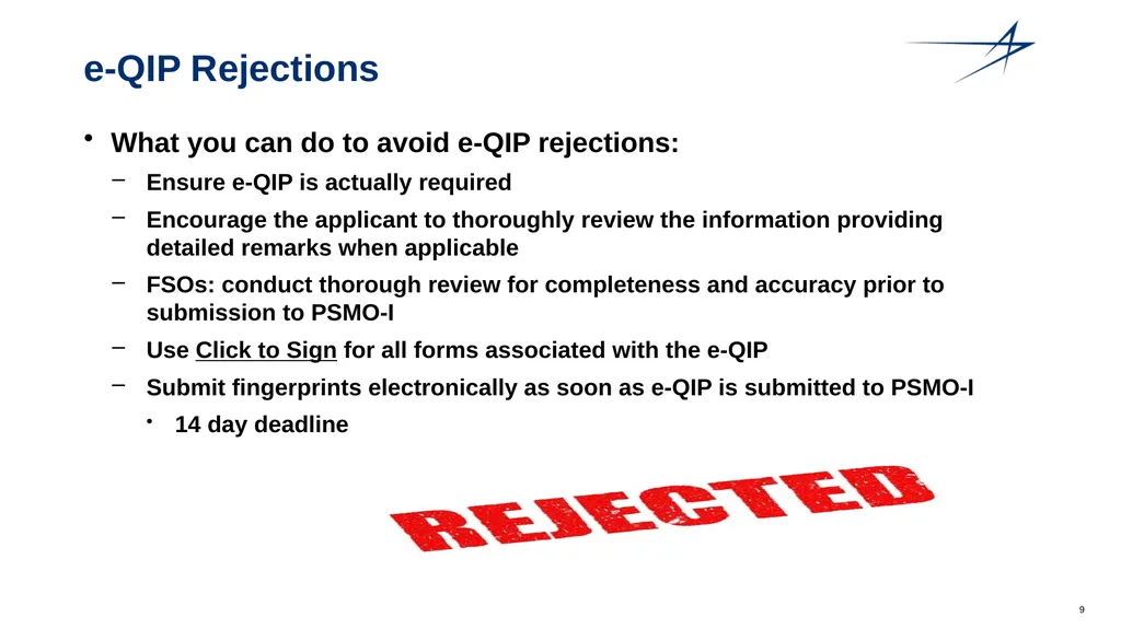 Clearance Processing Updates FISWG Wanda Walls - slide 9 of 59
