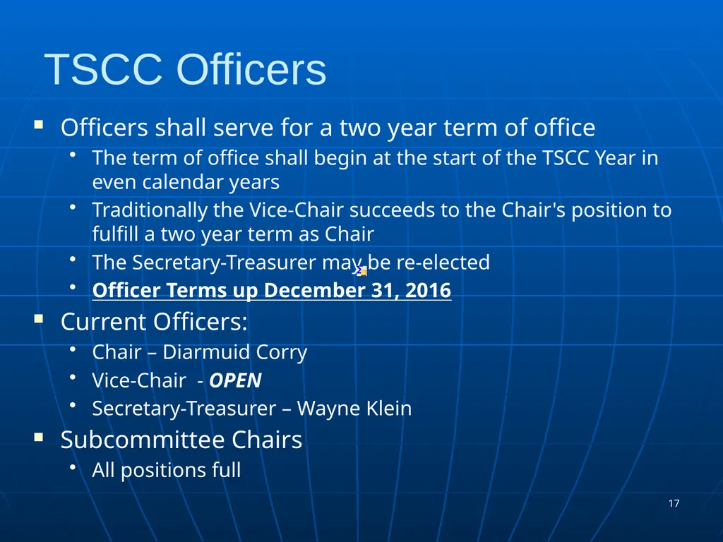 TSCC Spring 2016 Meeting Mar 15, 2016 (Tuesday) – - slide 17 of 60