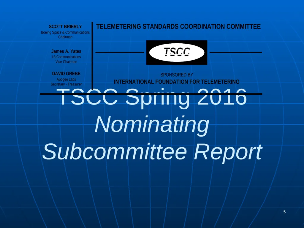 TSCC Spring 2016 Meeting Mar 15, 2016 (Tuesday) – - slide 5 of 60