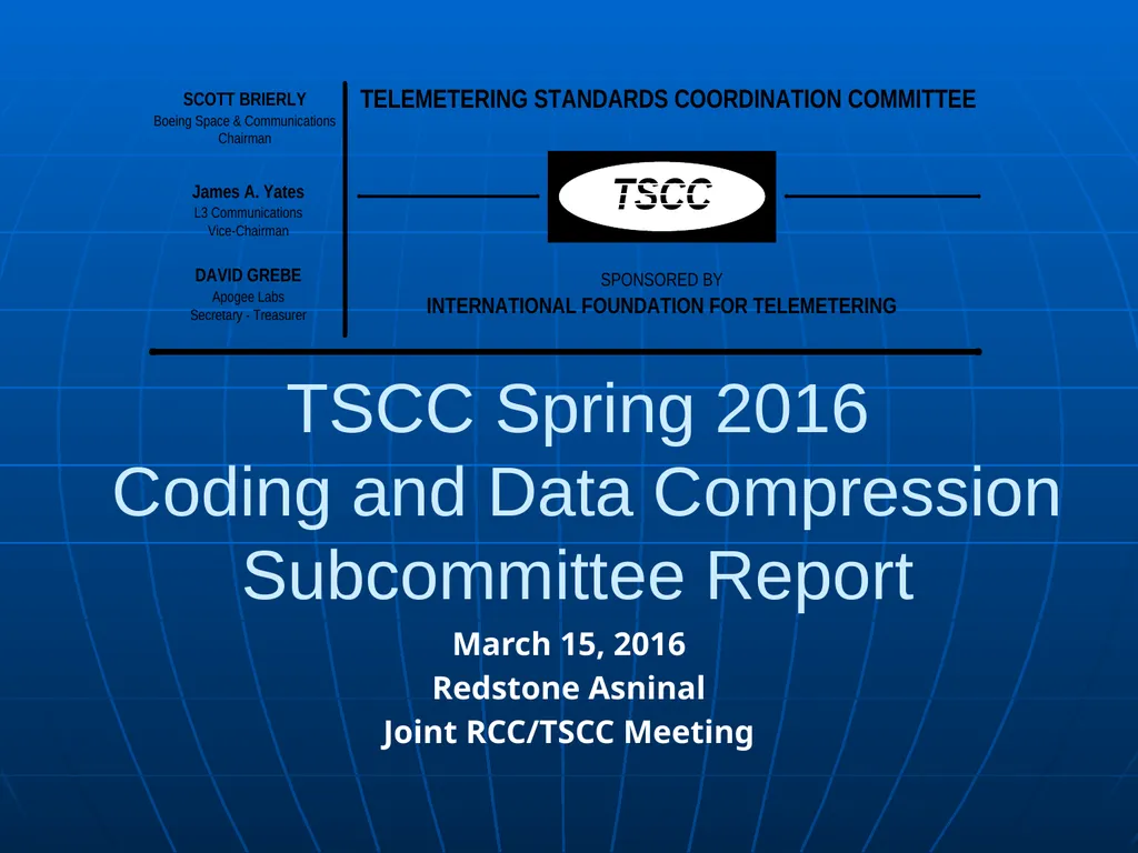 TSCC Spring 2016 Meeting Mar 15, 2016 (Tuesday) – - slide 40 of 60