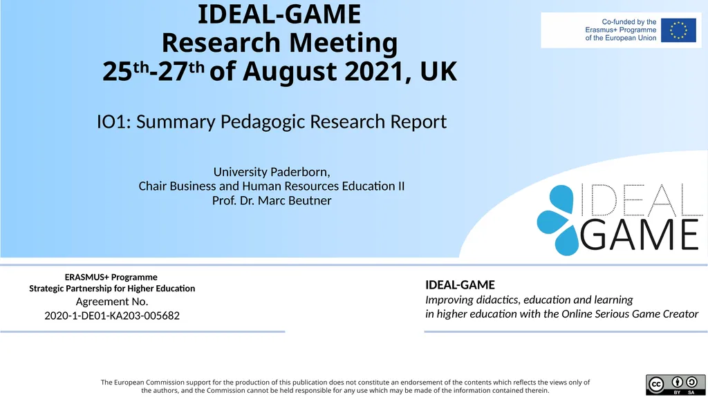 IDEAL-GAME Research Meeting 25th-27th of August