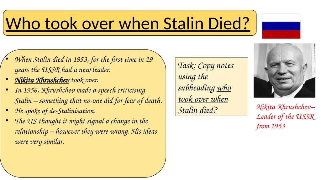 B S G P Analyse the action taken by Khrushchev. - slide 3 of 15