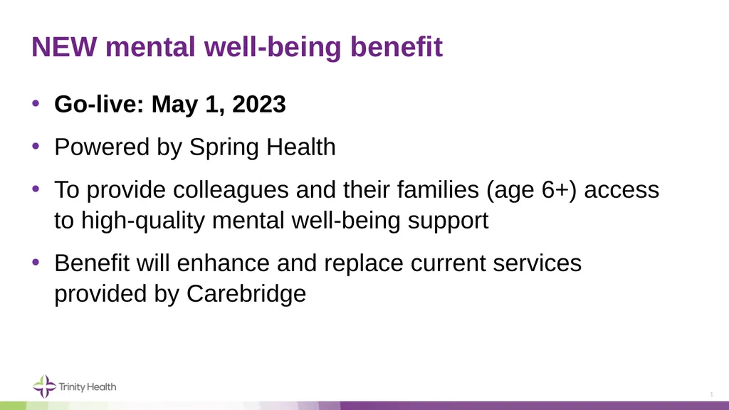 Go-live: May 1, 2023 Powered by Spring Health To