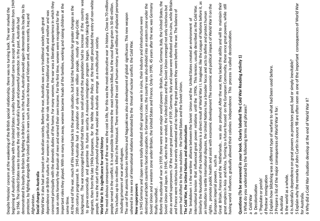 Year 10 History Starter Sheets Reading Year 10 - slide 3 of 11