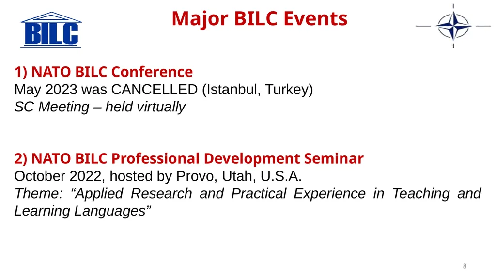 2023 NATO BILC STANAG 6001 Testing Workshop Riga, - slide 8 of 17