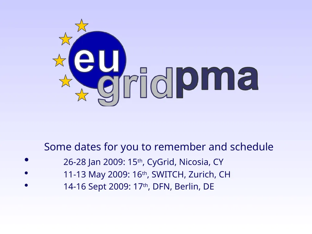 Updates from the EUGridPMA David Groep, Nov 7nd, - slide 20 of 20