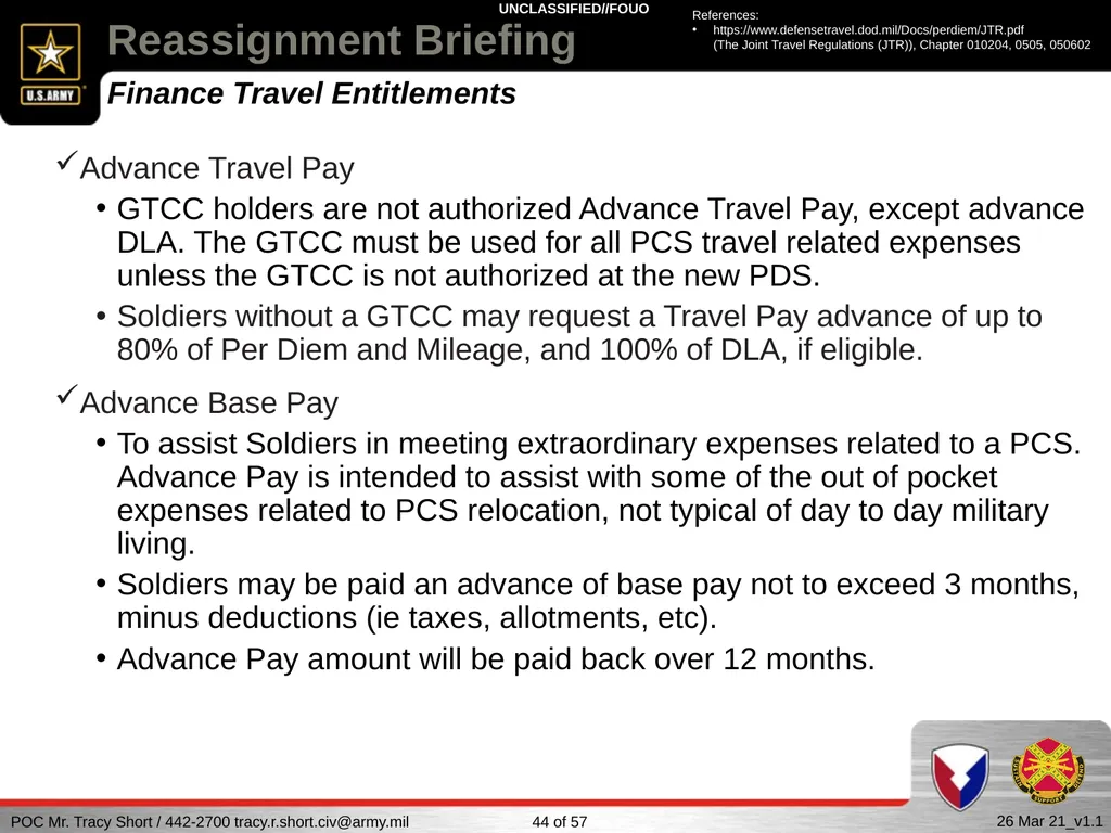 USAG FORT SILL Reassignment Briefing Reassignment - slide 44 of 63