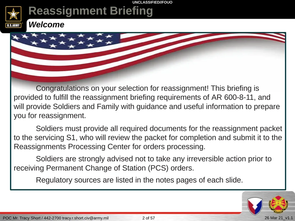 USAG FORT SILL Reassignment Briefing Reassignment - slide 2 of 63