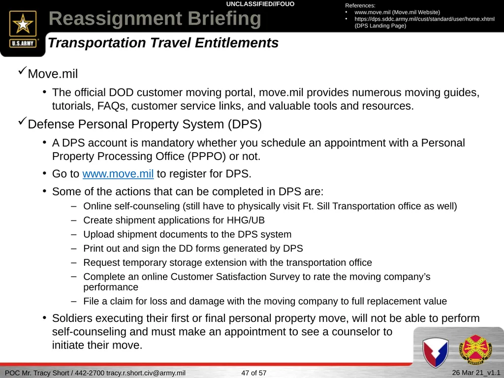 USAG FORT SILL Reassignment Briefing Reassignment - slide 47 of 63
