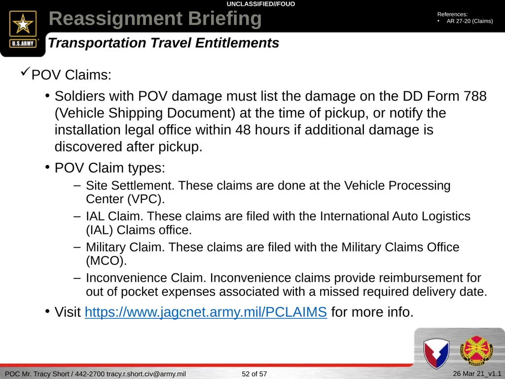 USAG FORT SILL Reassignment Briefing Reassignment - slide 52 of 63