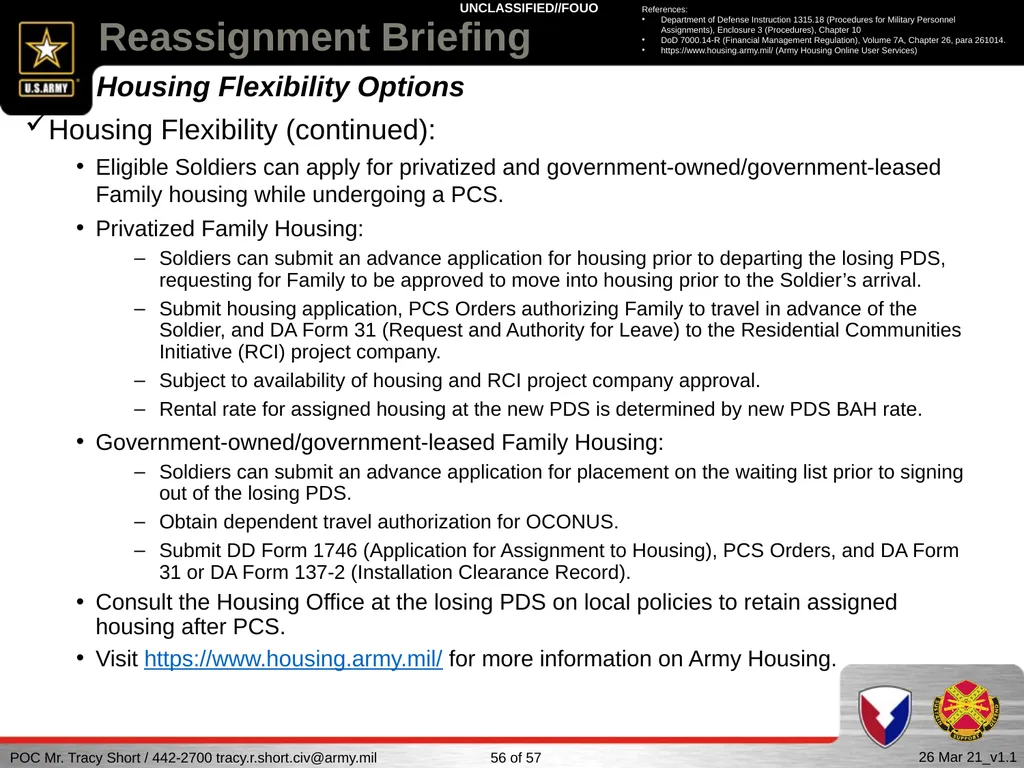 USAG FORT SILL Reassignment Briefing Reassignment - slide 56 of 63