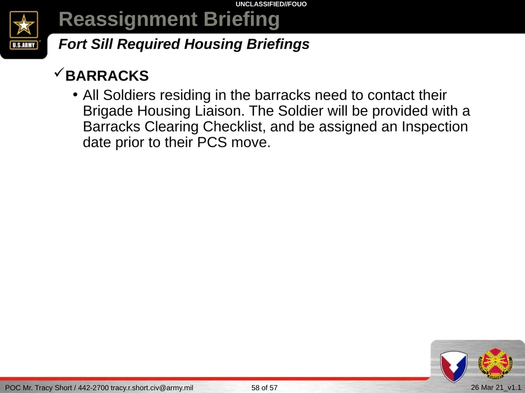 USAG FORT SILL Reassignment Briefing Reassignment - slide 58 of 63