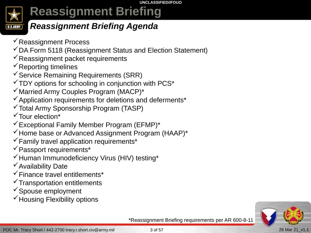USAG FORT SILL Reassignment Briefing Reassignment - slide 3 of 63