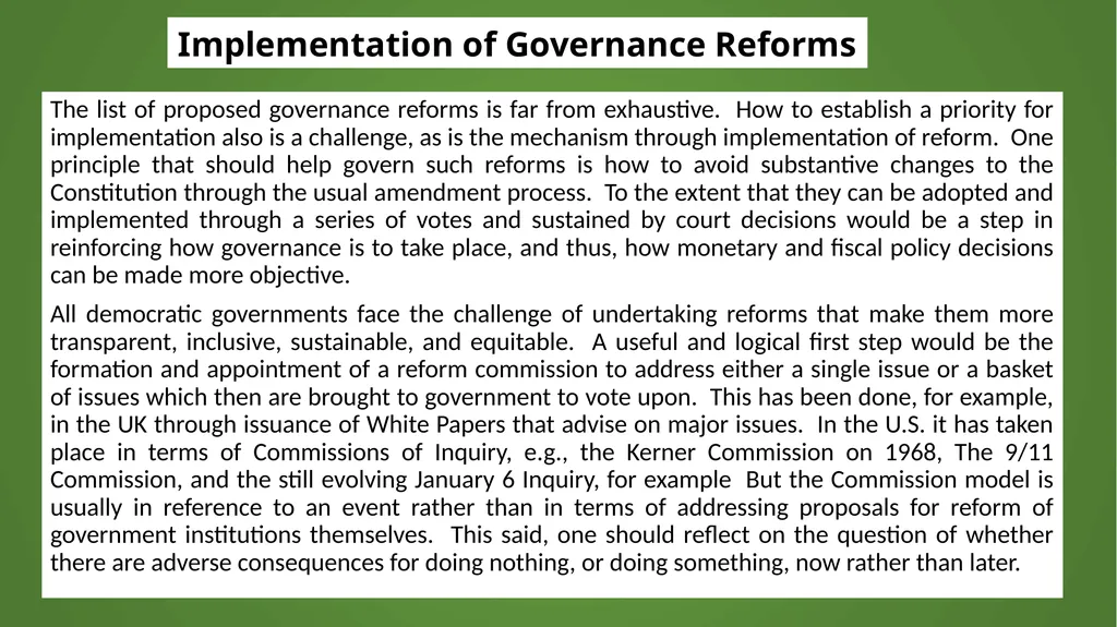 Institutional Reforms for Sustainable Monetary and - slide 18 of 18