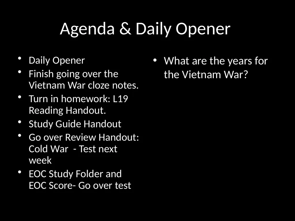 Daily Opener When was the Cold War? How can a - slide 92 of 105