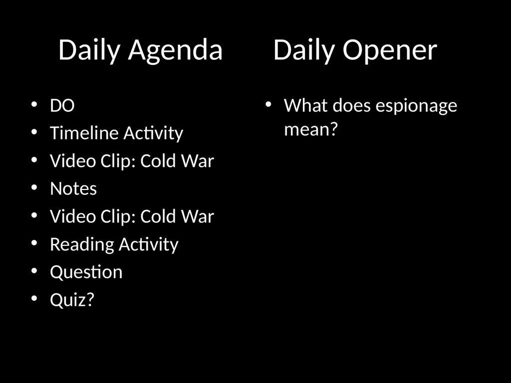 Daily Opener When was the Cold War? How can a - slide 39 of 105