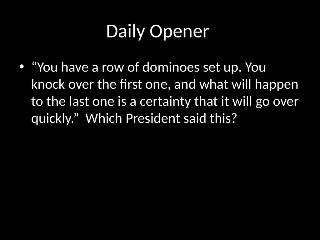 Daily Opener When was the Cold War? How can a - slide 81 of 105