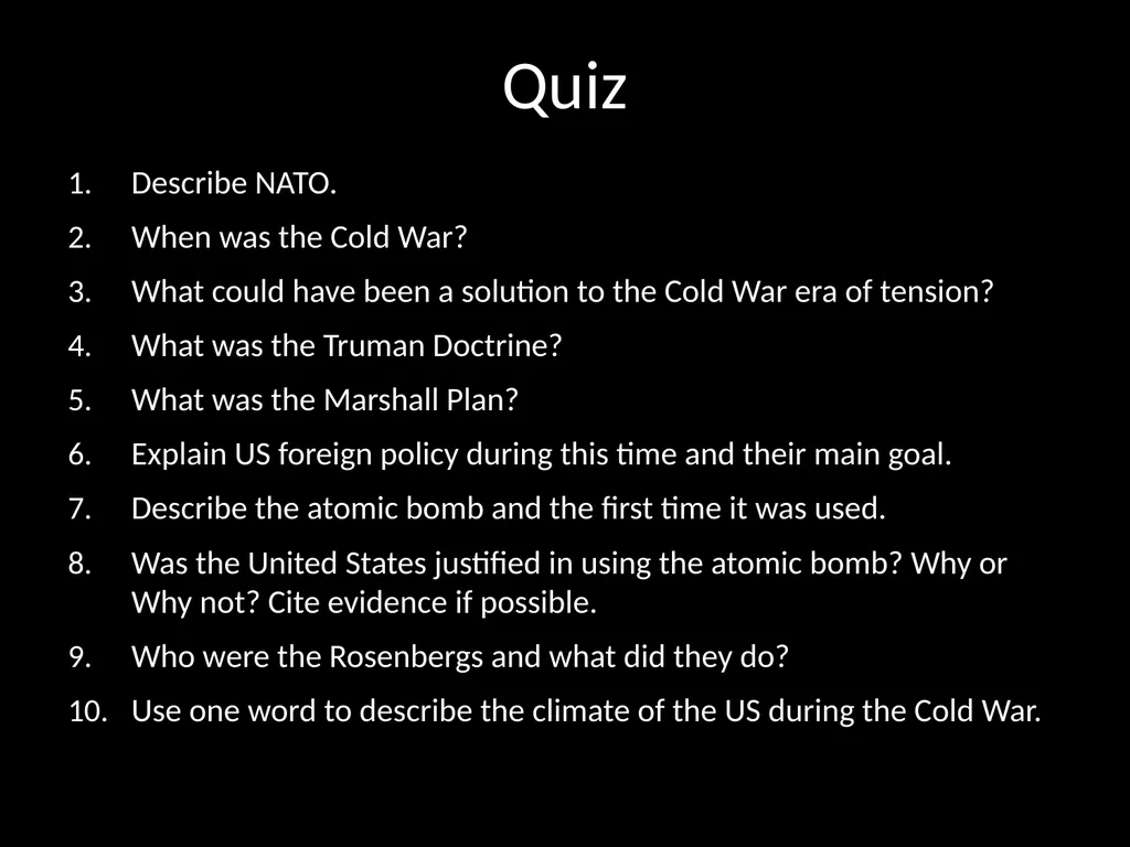 Daily Opener When was the Cold War? How can a - slide 36 of 105