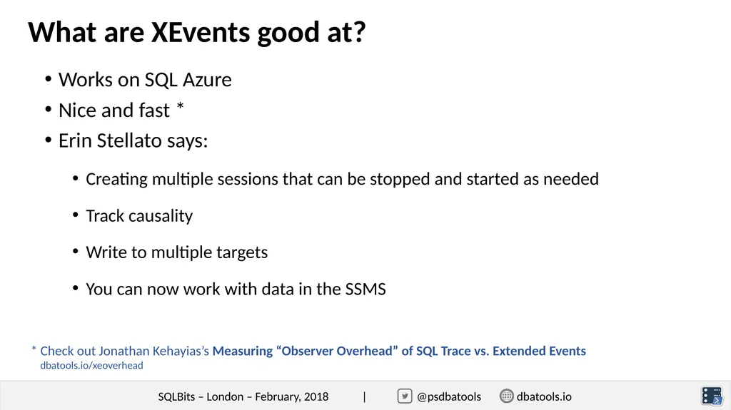 Simplifying XEvents Management with dbatools - slide 6 of 17