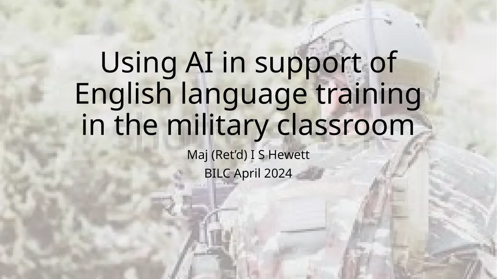 Using AI in support of English language training