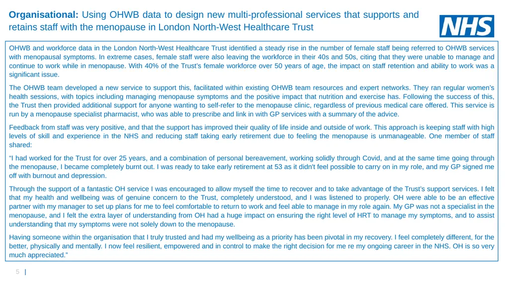 Growing OHWB Together: Inspirational Case Studies - slide 5 of 15