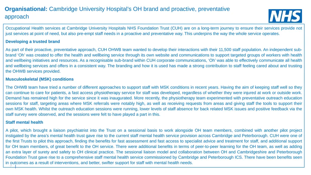 Growing OHWB Together: Inspirational Case Studies - slide 2 of 15