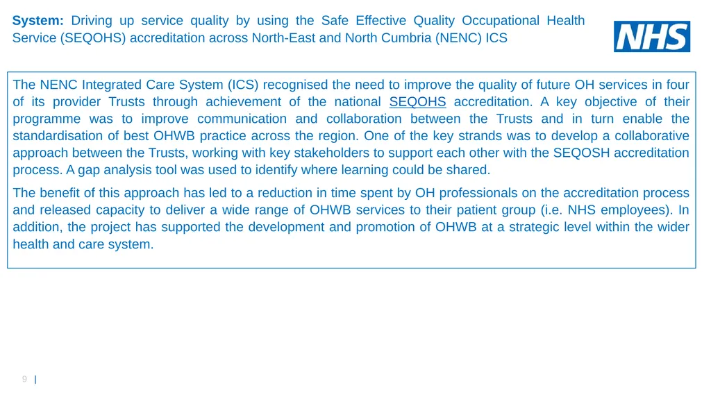 Growing OHWB Together: Inspirational Case Studies - slide 9 of 15
